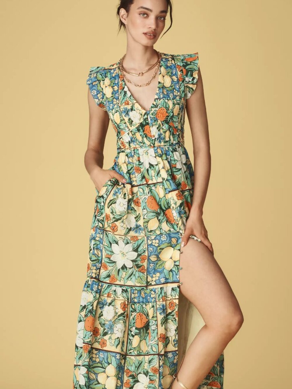 Anthropologie The Peregrine Midi Dress Fruit Motif XL (worn once!) - Picture 4 of 4